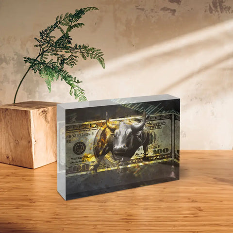 Acrylic block - bull from stock exchange