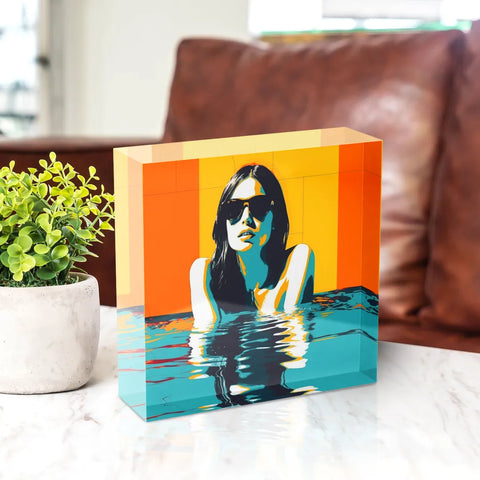 Acrylic block - Retro swimming day