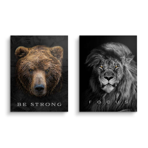 Motivational pictures bundle with lion and bear head by ARTMIND