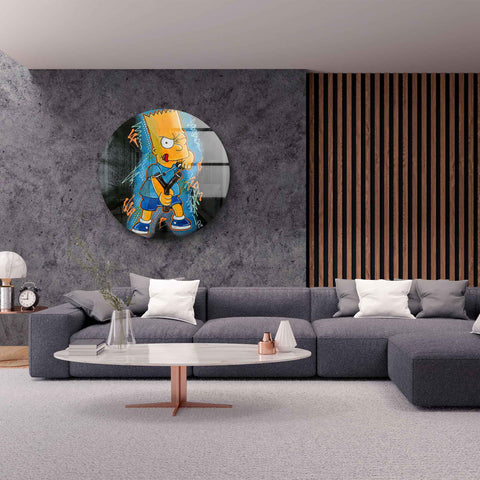 Wall mural as a vinyl record with Bart Simpson by ArtMind