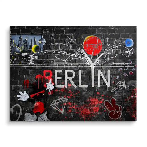 Tableau mural Micky Gangster au mur de Berlin by ARTMIND