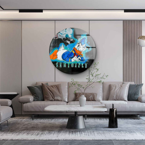 Disque vinyle comme tableau mural avec Donald et Mickey de ArtMind
