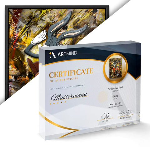 Certificat d'authenticité et œuvre d'art Seductive Red d'ArtMind