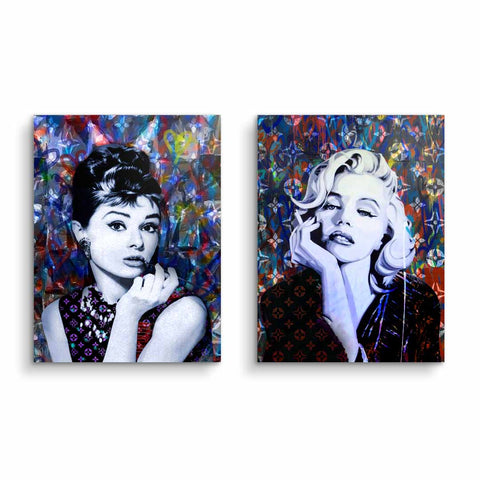 Wandbild Bundel mit Marilyn Monroe und Audrey Hepburn