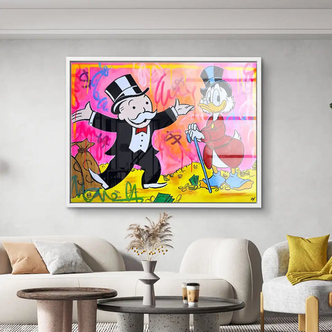 Mural with Monopoly man and Scrooge by ARTMIND