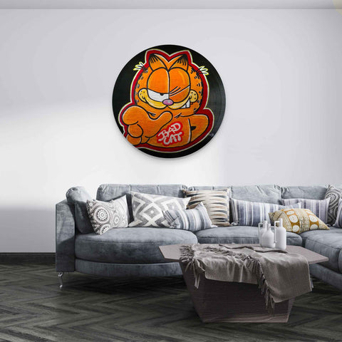 Wall mural as a vinyl record with Garfield by ArtMind