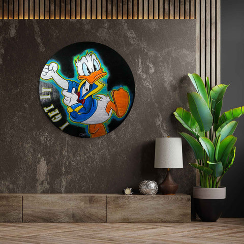 Wall mural as a vinyl record with motivated Donald by ArtMind