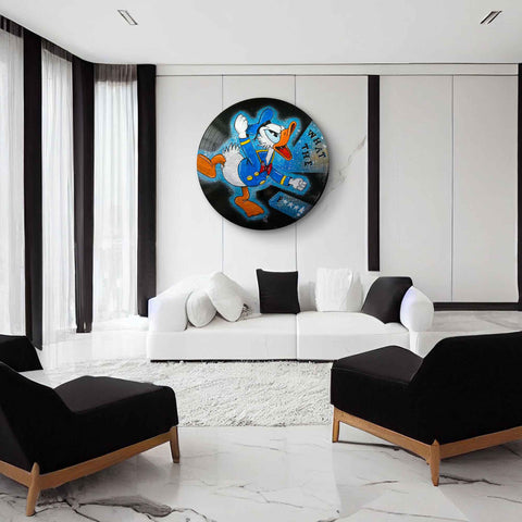 Wall mural as a vinyl record with screaming Donald by ArtMind