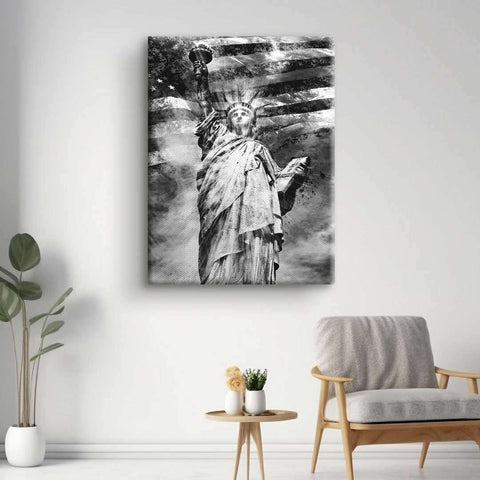 Tableau mural de la Statue de la Liberté en noir et blanc de ArtMind