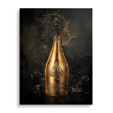 Wandbild mit goldener Champagne Flasche by ARTMIND