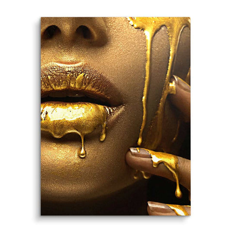 Wandbild mit goldenen Lippen von ARTMIND