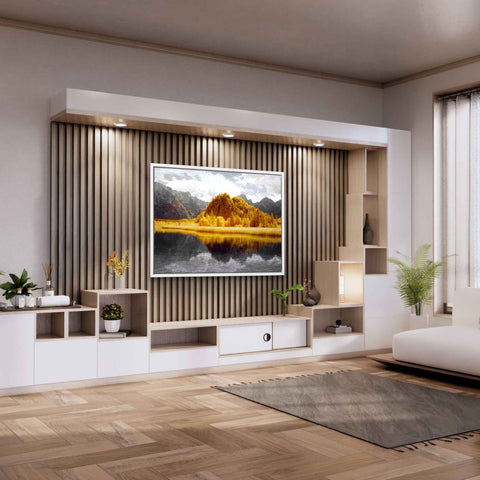 Wandbild mit Fluss und goldener Landschaft von ArtMind