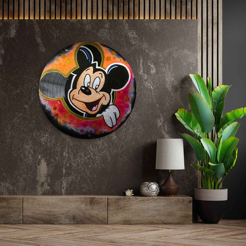 Mural of Mickey as a vinyl record by ArtMind