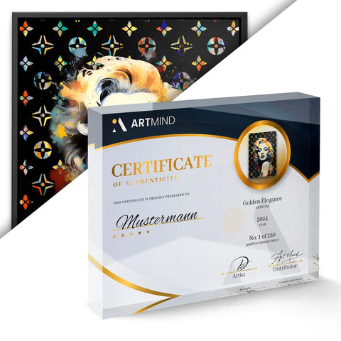 Echtheitszertifikat und Kunstwerk Golden elegance von ArtMind