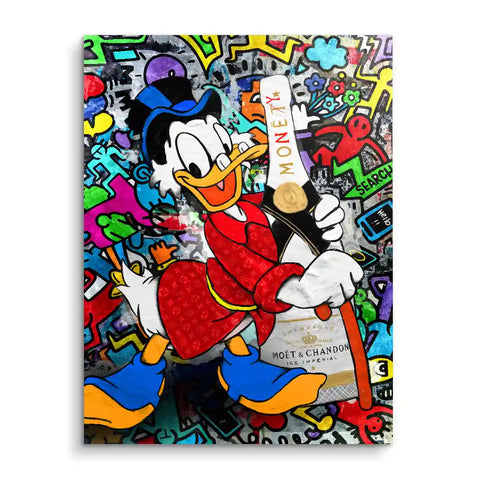 Scrooge with champagne mural by ARTMIND