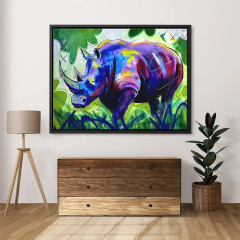 Tableau mural - Peinture d'un rhinocéros violet