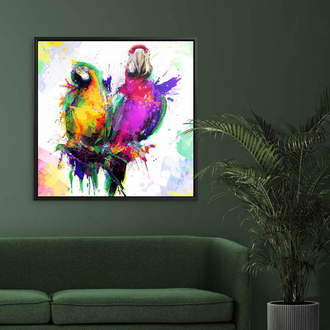 Mural with colorful parrots from ArtMind