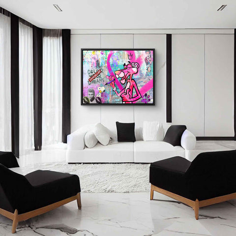 Wandbild Pink Panther als Pop Art Kunstwerk von ArtMind
