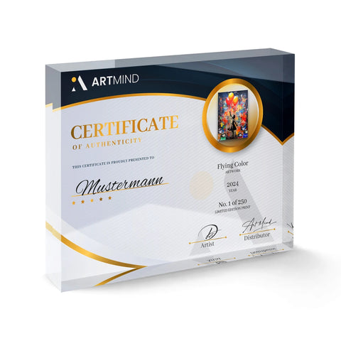 Certificat d'authenticité de l'œuvre Flying Color d'ArtMind