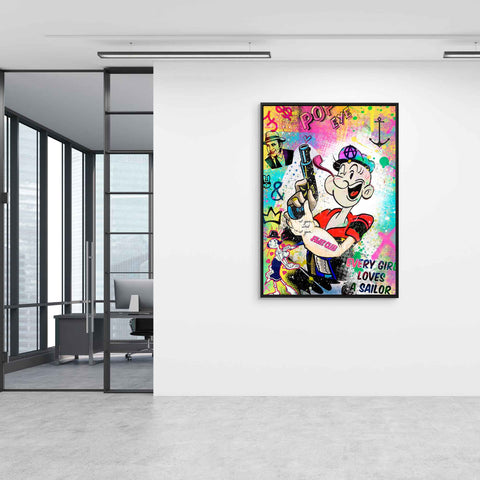Wandbild mit Popeye im Pop Art Styl von ArtMind