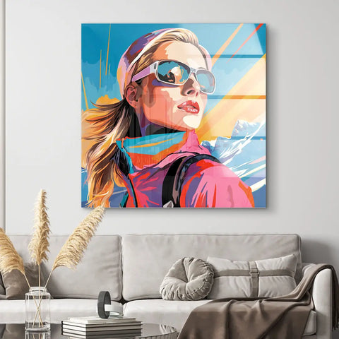 Wall mural - Skiing woman