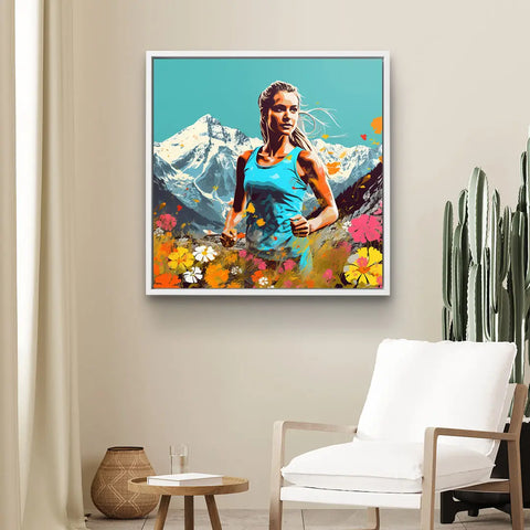 Mural - Swiss sportswoman in the mountains