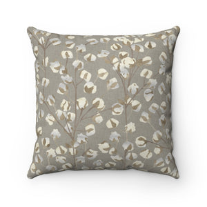 Cotton Branch Square Throw Pillow in Brown