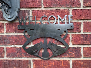 Red Fern Metal Racoon Welcome - FourNinety Creations