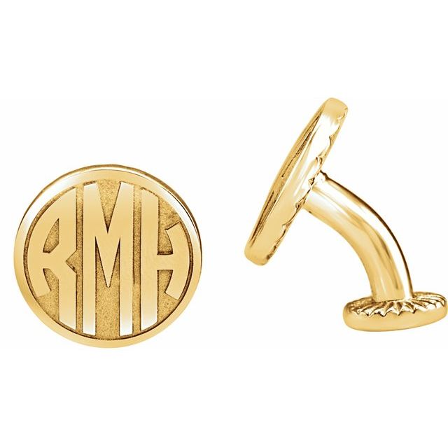 Round Tri Letter Block Monogram Cuff Links – diamondaupair