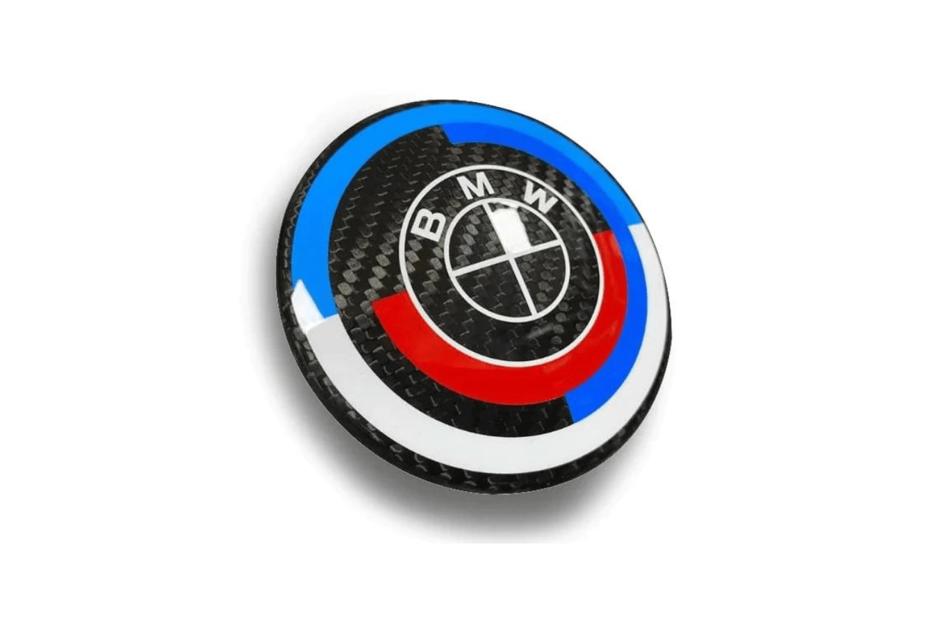 BMW Emblem Logo Overlay Decal Roundels (Red/Black Carbon Fiber) — BocaDecals