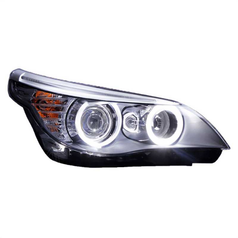 Front Set Xenon Angel Eyes LED BMW 5 E60 / E61 03-04 Black Right Strong