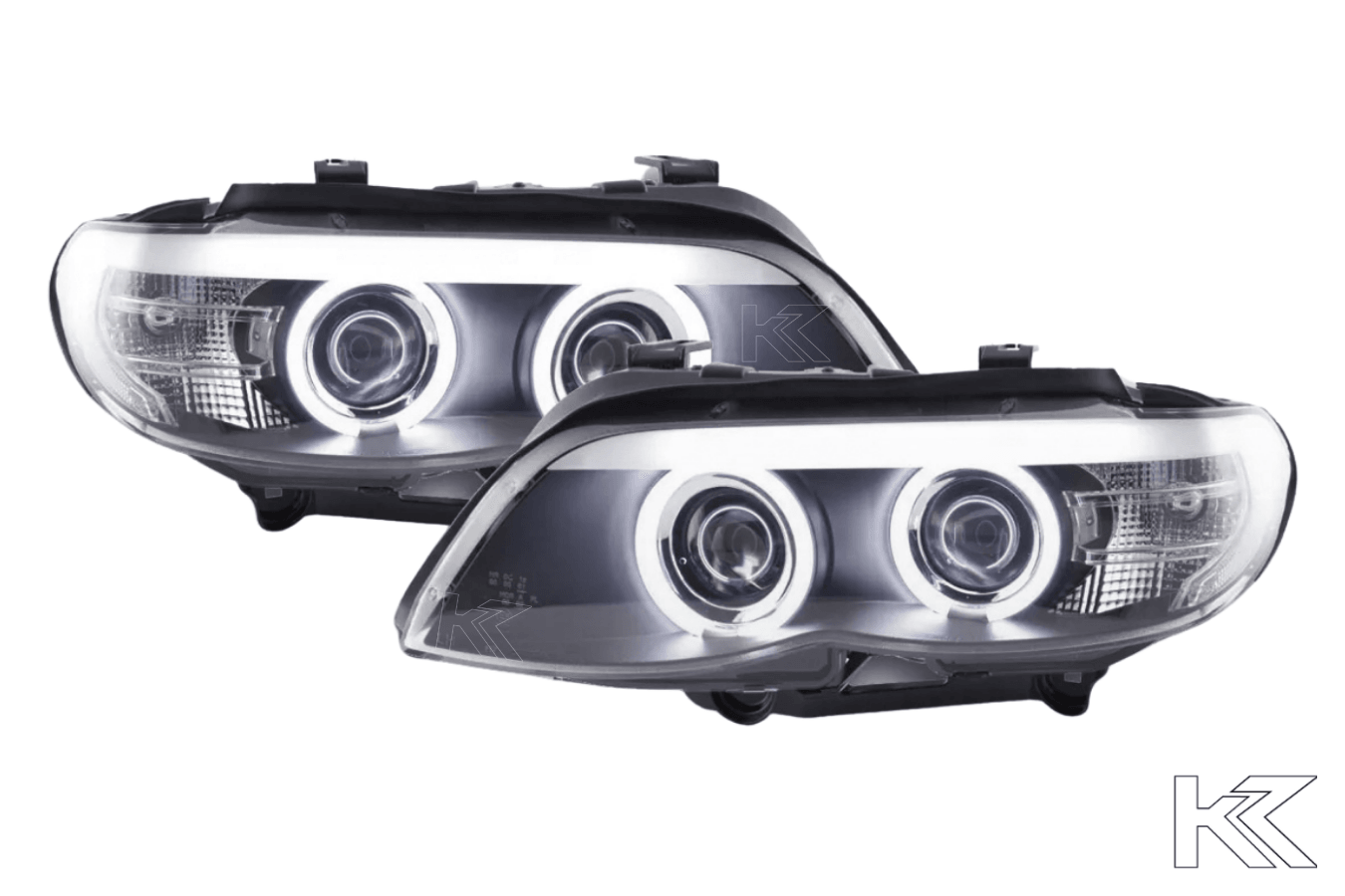 BMW 5-series E60 E61 Black Angel Eyes Headlight Set (2003-2007)