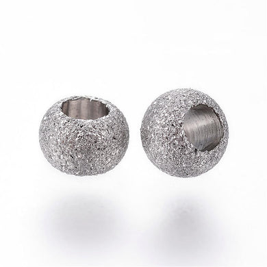 BeadsBalzar Beads & Crafts (SB5250) 304 Stainless Steel Stardust Spacer Beads, Round, Stainless Steel 4MM