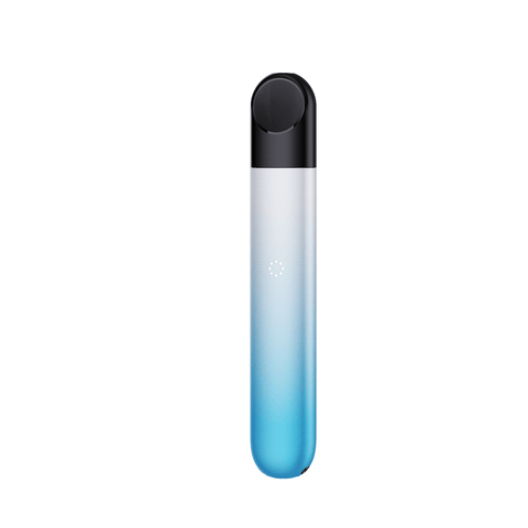 A RELX Infinity Arctic Mist vape, with blue hues shading to white. 