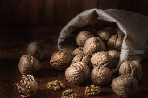 Bag with walnuts and kernels