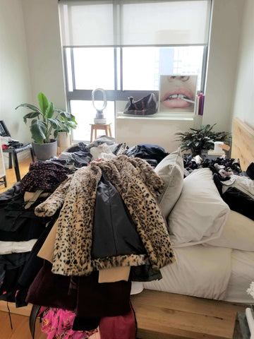 KonMari Decluttering Clothing Pile