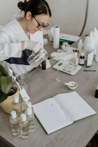 cosmetic chemist in her lab
