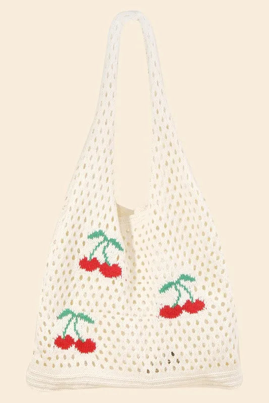 Fame Cherry Print Net Shoulder Bag