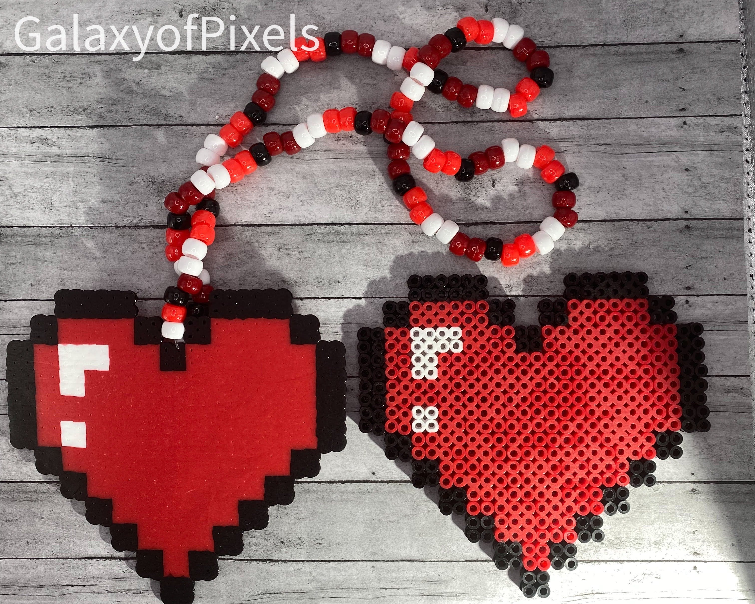 Heart Kandi Perler Necklace, Perler Jewelry, Artkal