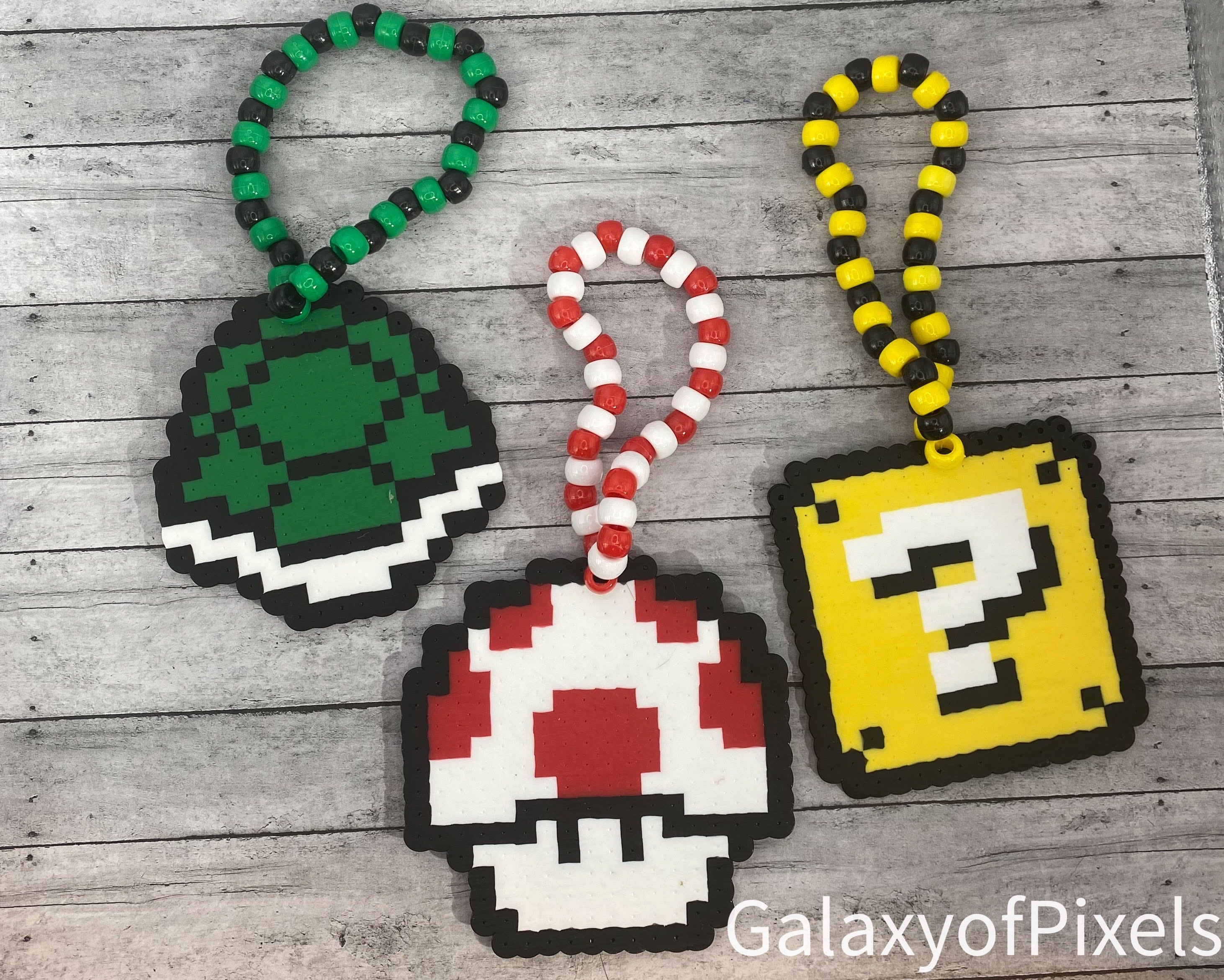 3 Mario Themed Kandi Bracelets, Perler Kandi, Rave Jewelry, Festival Jewelry