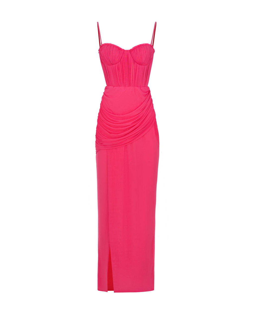 Fuchsia Strapless evening gown with thigh slit ➤➤ Milla Dresses - USA,  Worldwide delivery