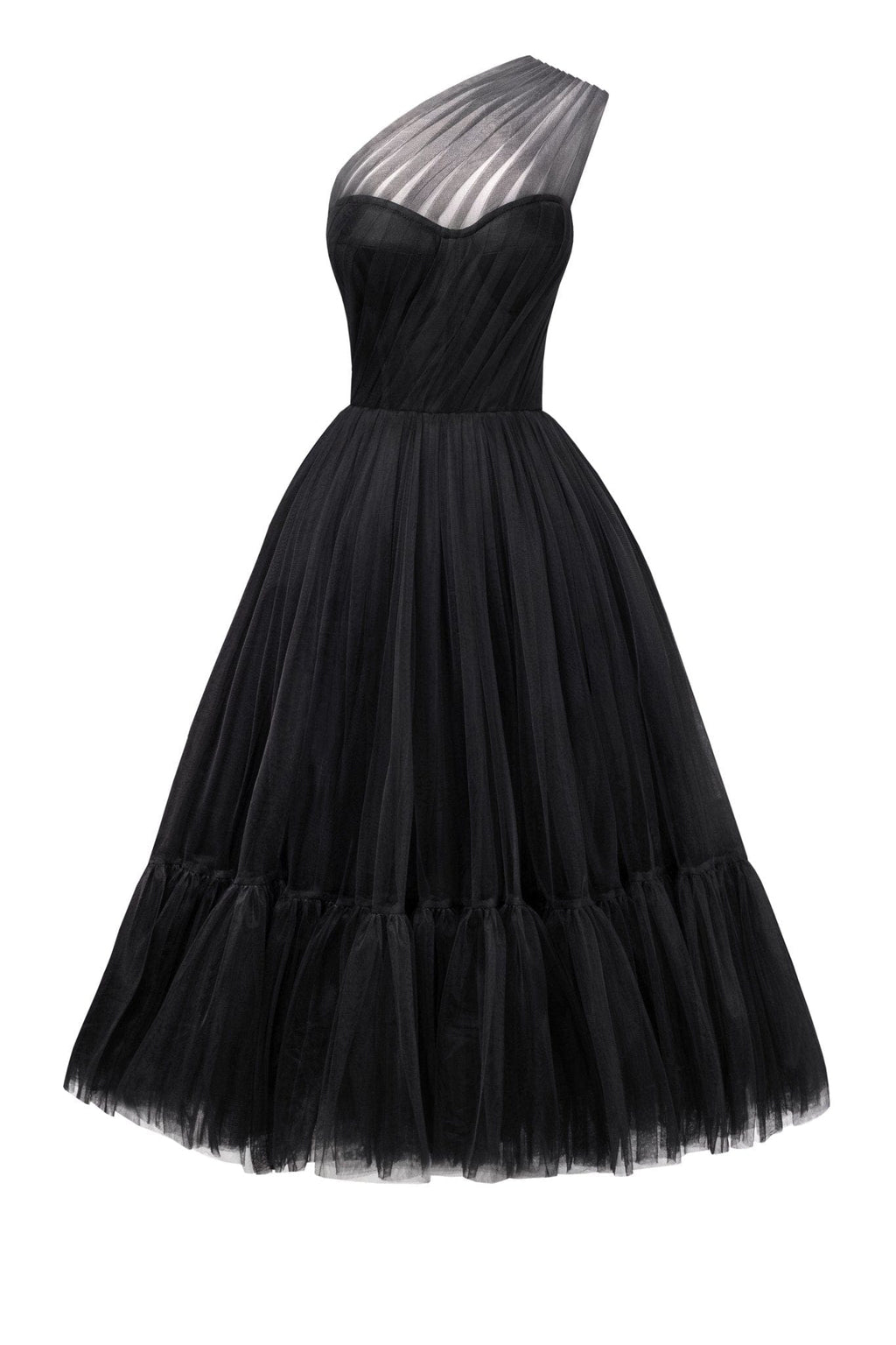 Black Strapless Puffy Midi Tulle Dress ➤➤ Milla Dresses - USA, Worldwide  delivery