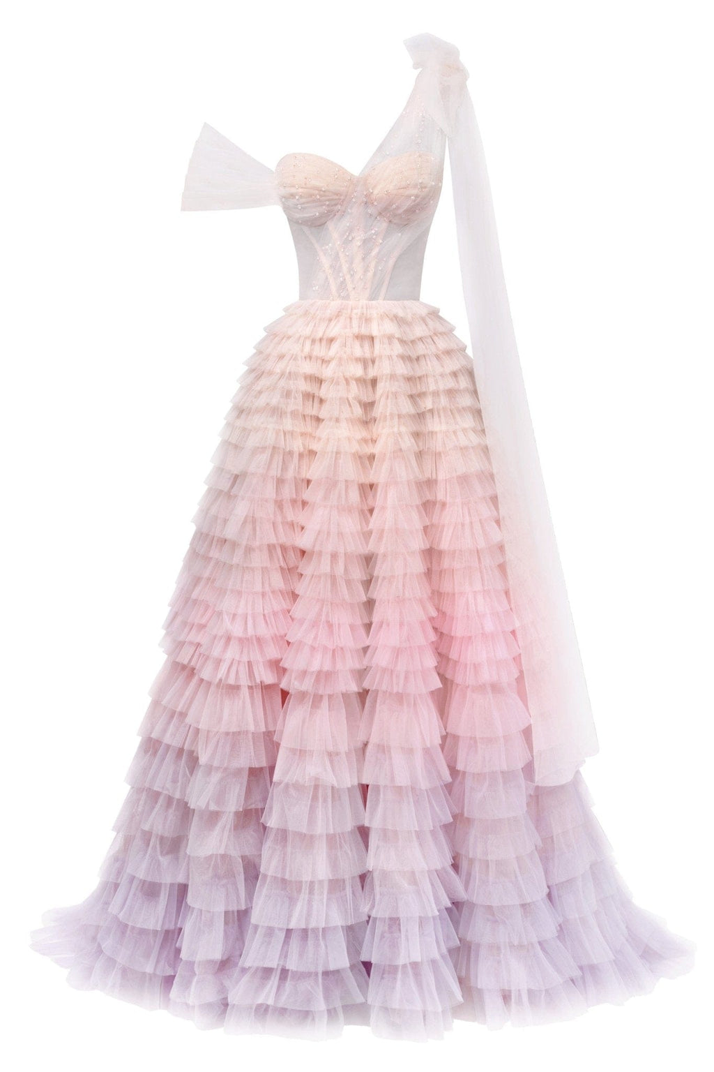 Tulle Frill-Layered Gown | Layered gown, Game dresses, Ball gowns