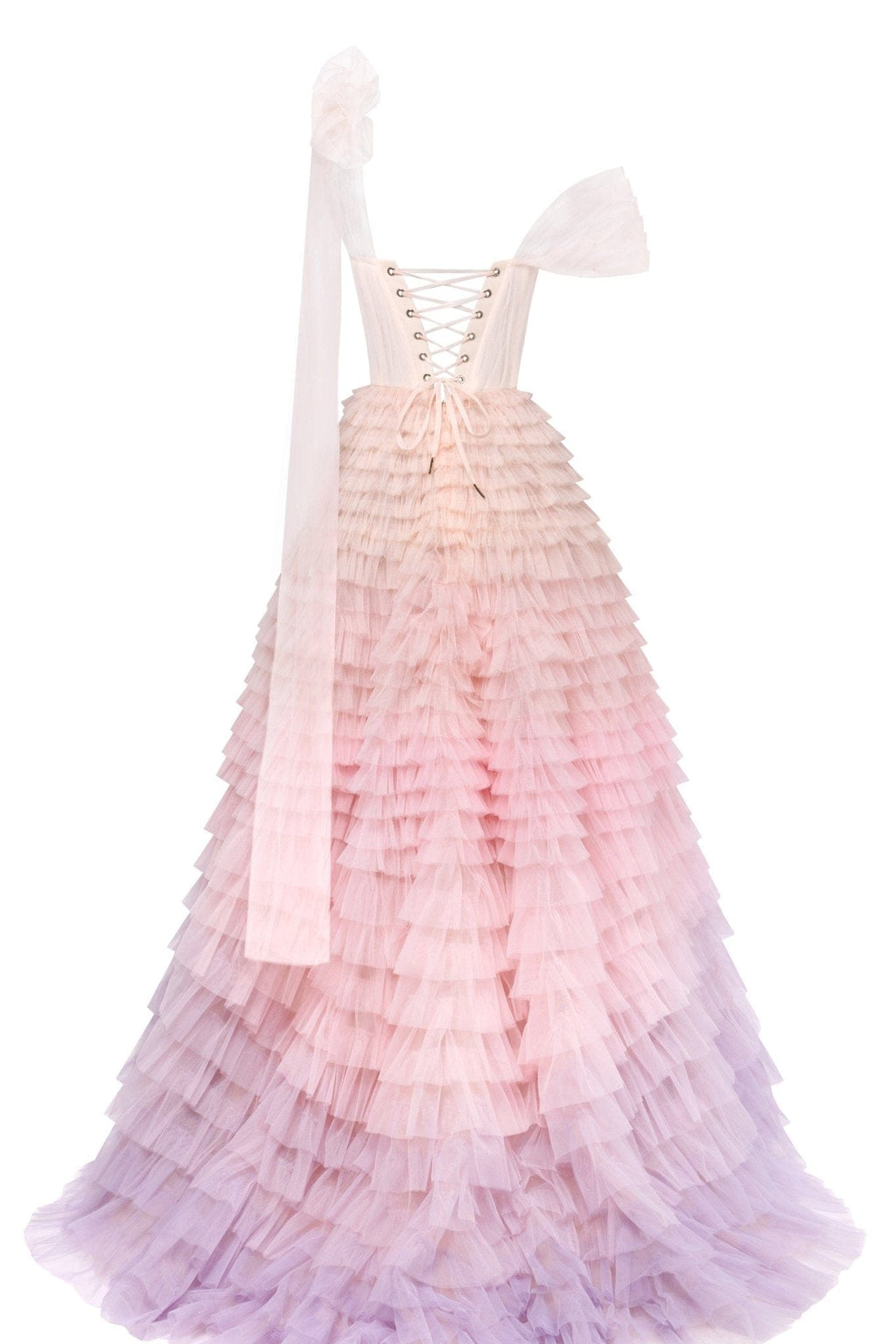 Tulle Layered Logo Dress - Peach Spring Flamingo