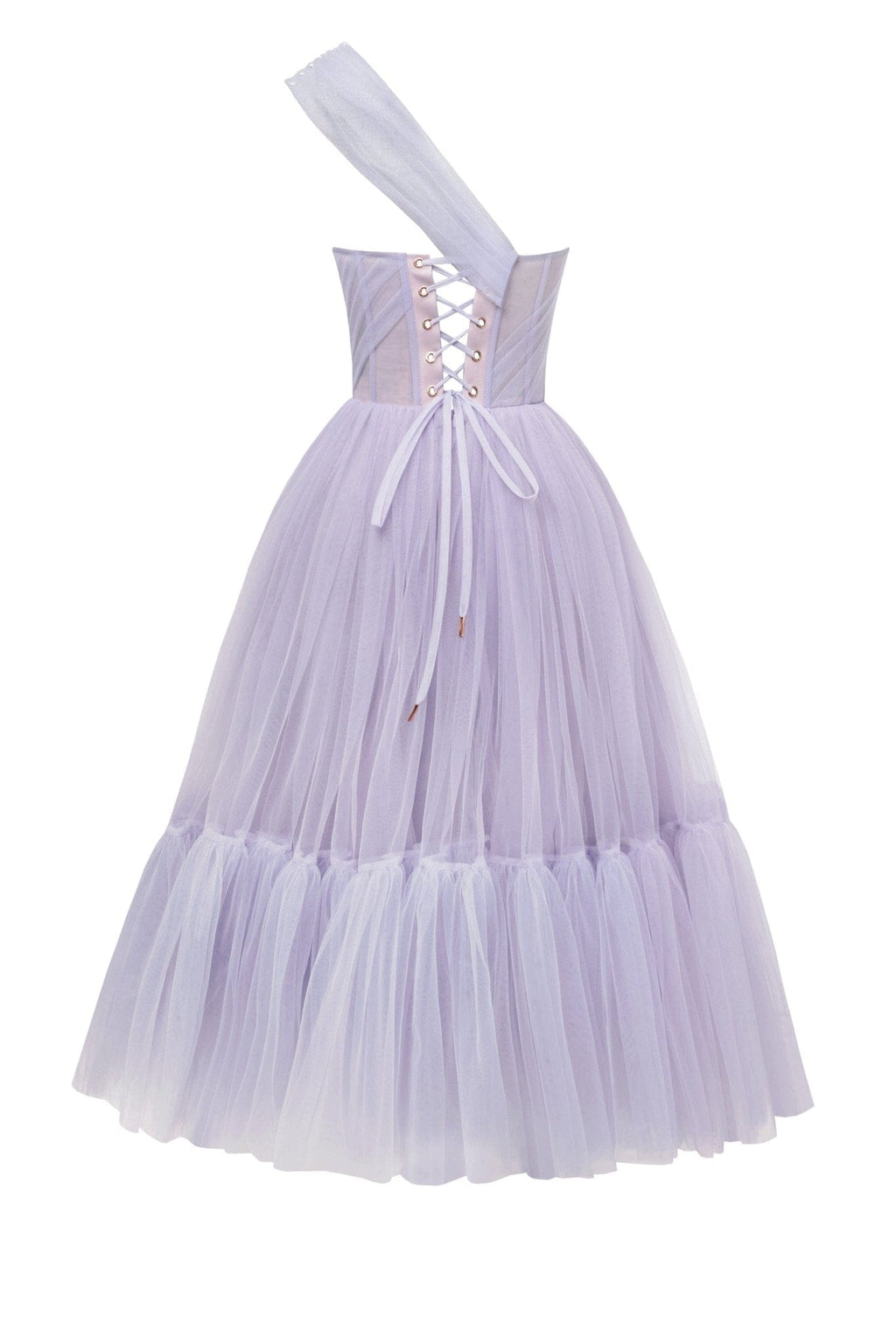 Feminine tulle cocktail dress with the light off-the-shoulder sleeves ➤➤  Milla Dresses - USA, Worldwide delivery