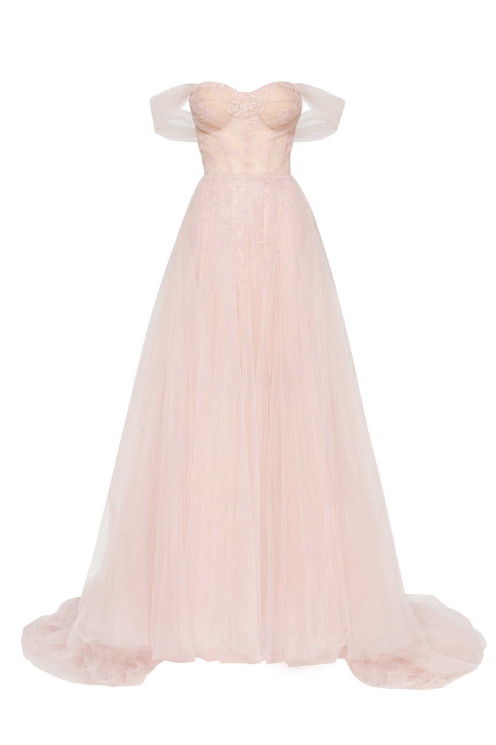 Misty Rose Sheer Sleeves Maxi Tulle Dress ➤➤ Milla Dresses - USA, Worldwide  delivery