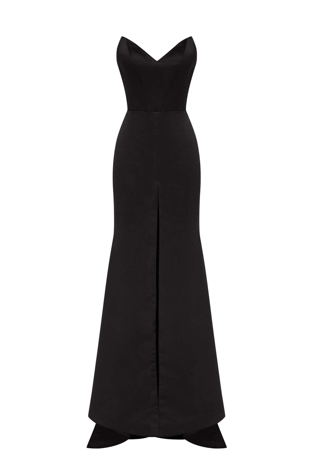 Black Strapless evening gown with thigh slit ➤➤ Milla Dresses