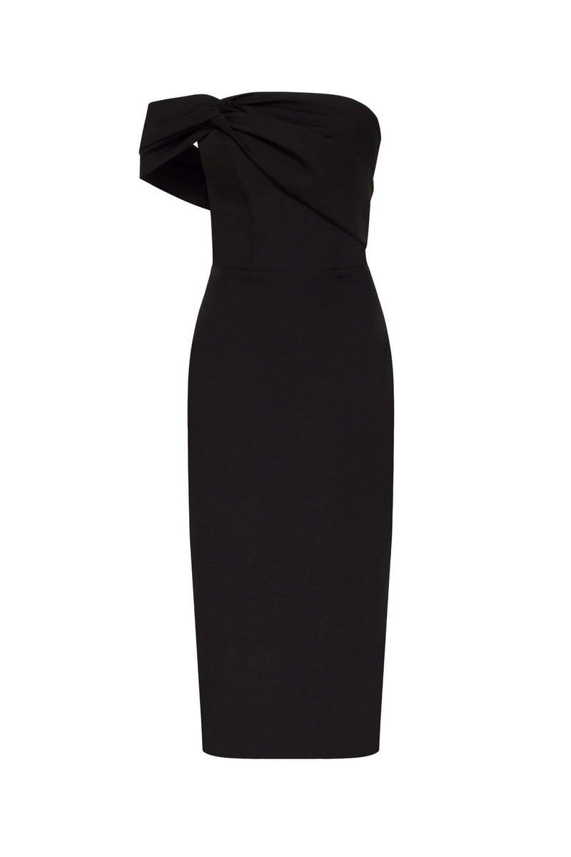 Black Classy midi dress with open neckline Milla Dresses