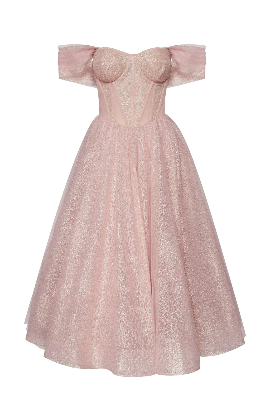 Misty Rose Sparkly off-the-shoulder tulle dress ➤➤ Milla Dresses