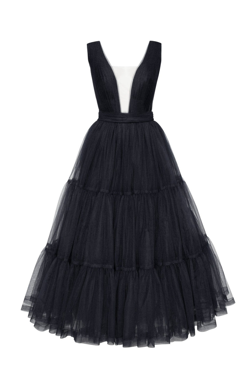 Black Tender midi plunging neckline cut out dress Milla Dresses - USA ...